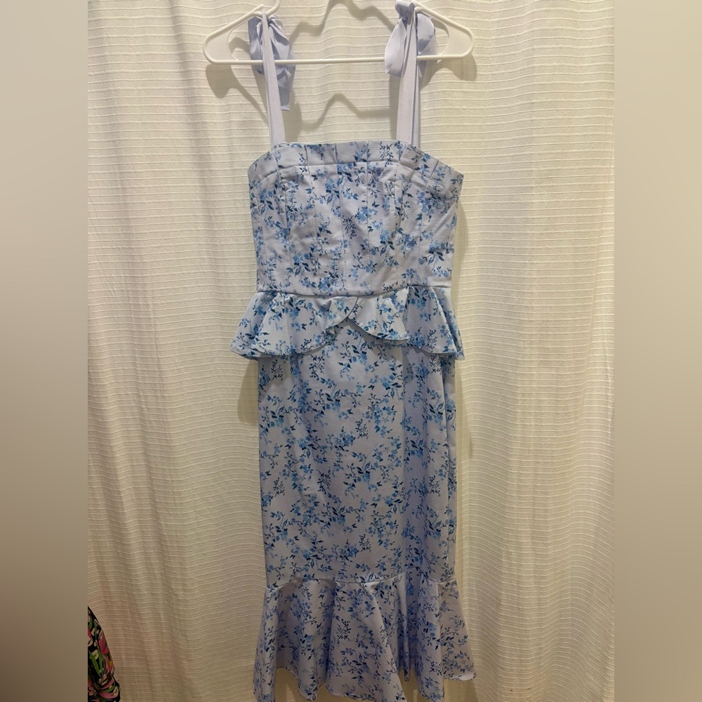 Antonio Melani Floral Light Blue Cocktail Dress